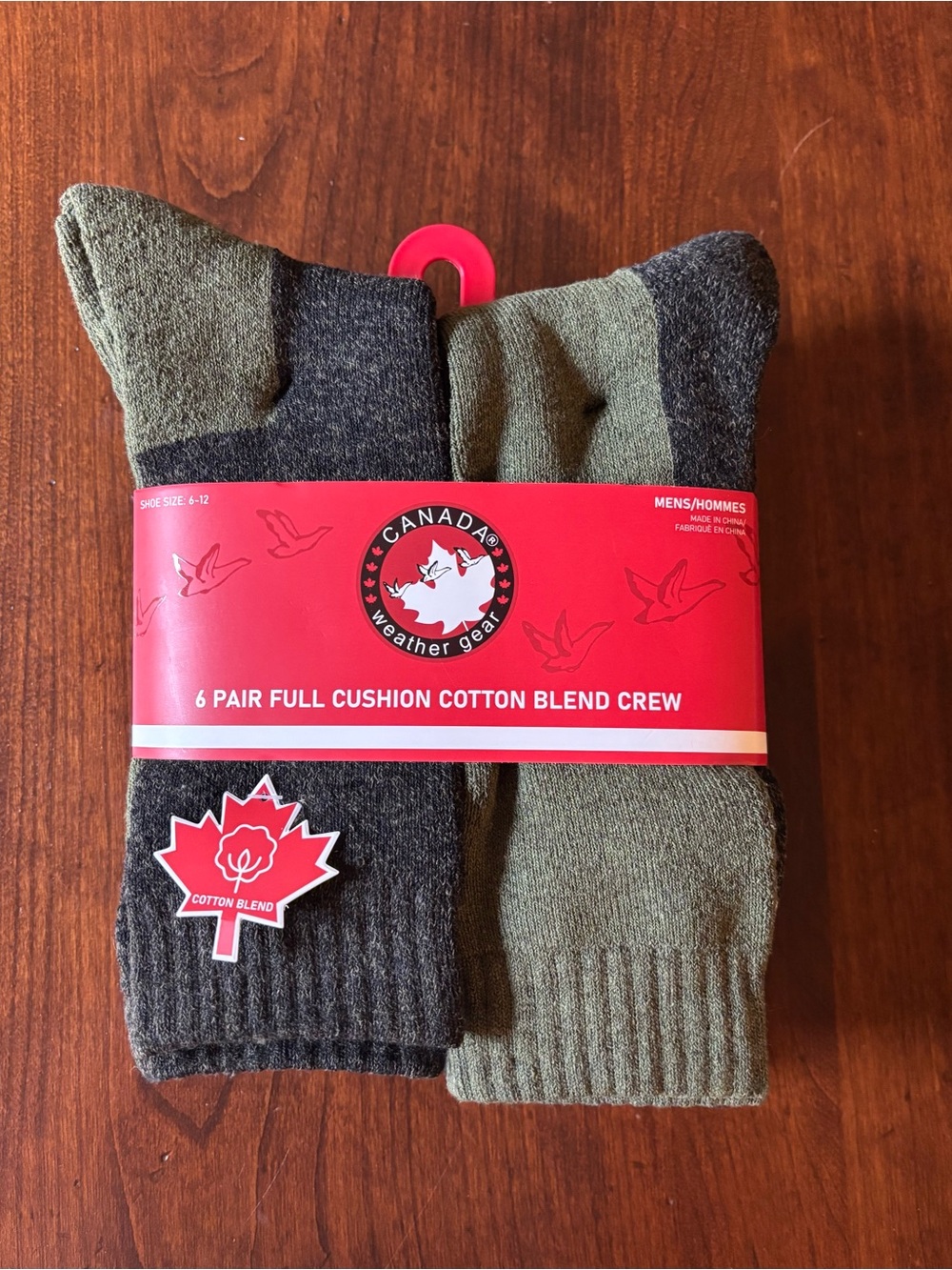 Canada Weather Gear 6-Pack Full Cushion Cotton Blend Crew Socks